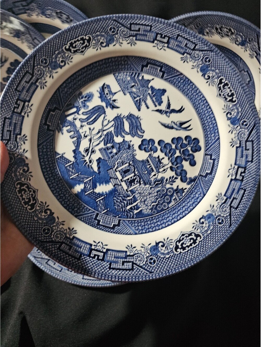 (8pc) Vintage Churchill England Blue Willow Dinner Plate 10.5" Asian Oriental